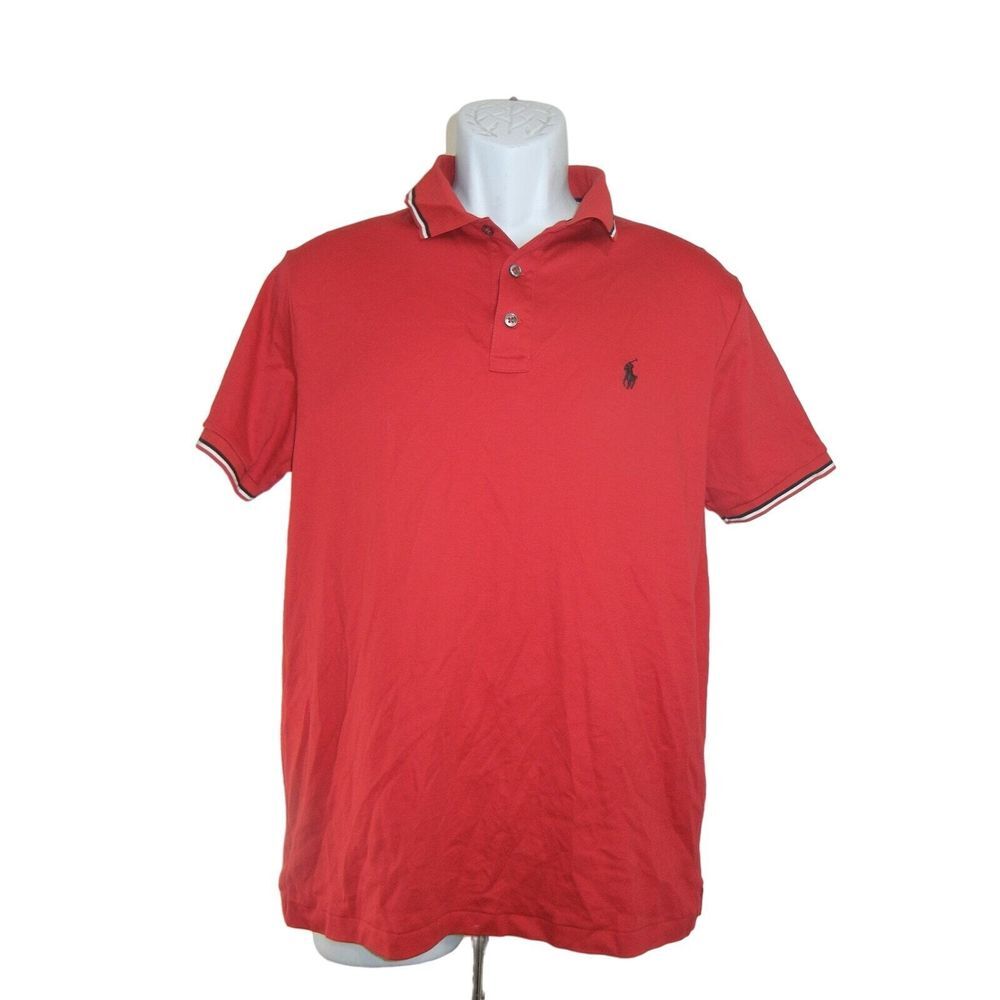 Polo Ralph Lauren‎ Shirt Men Large Custom Slim Fit Short Sleeve Cotton